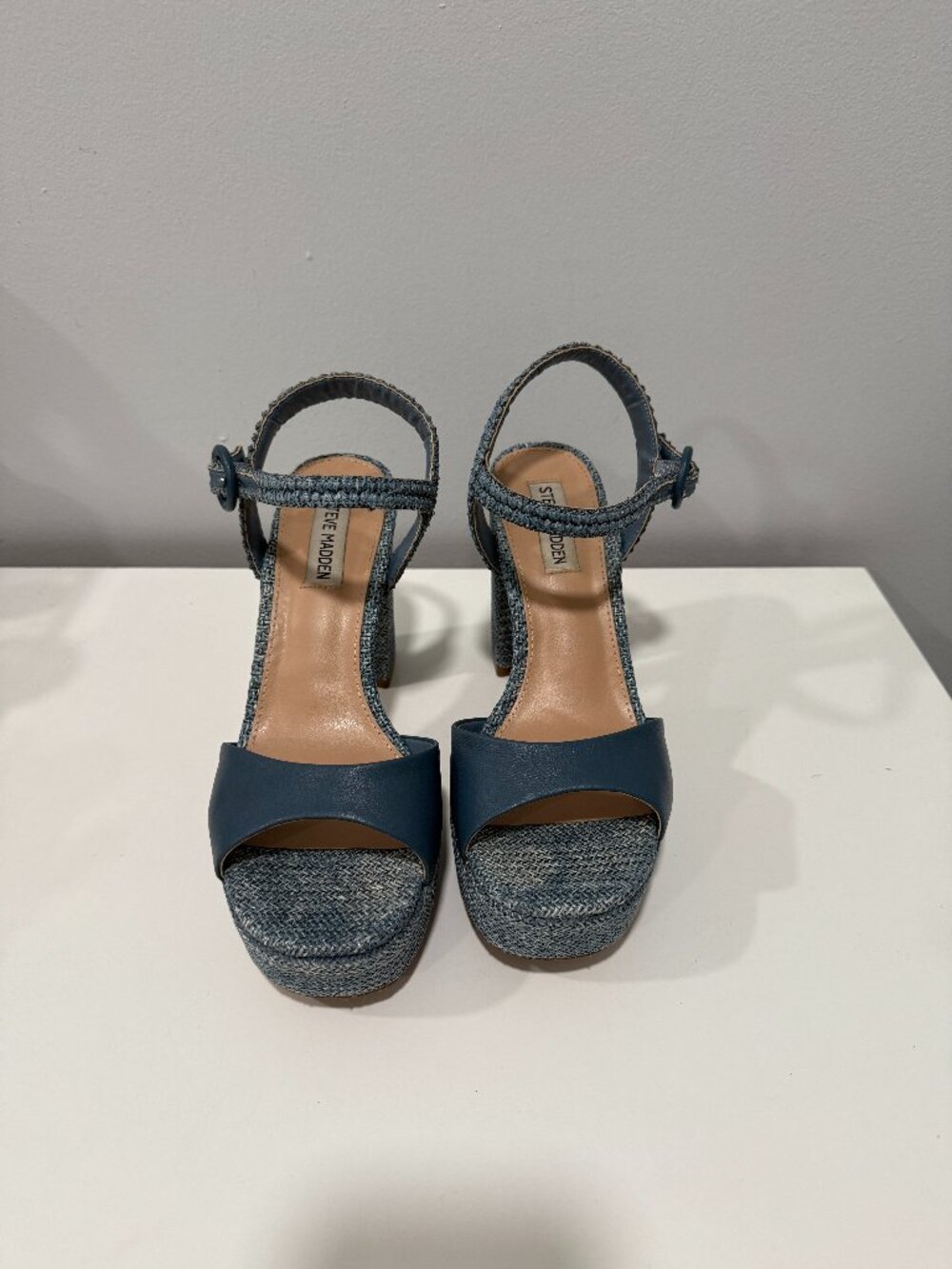 Steve Madden Strada Espadrille Sandal in Blue Raffia Size 8.5 - Picture 5 of 9